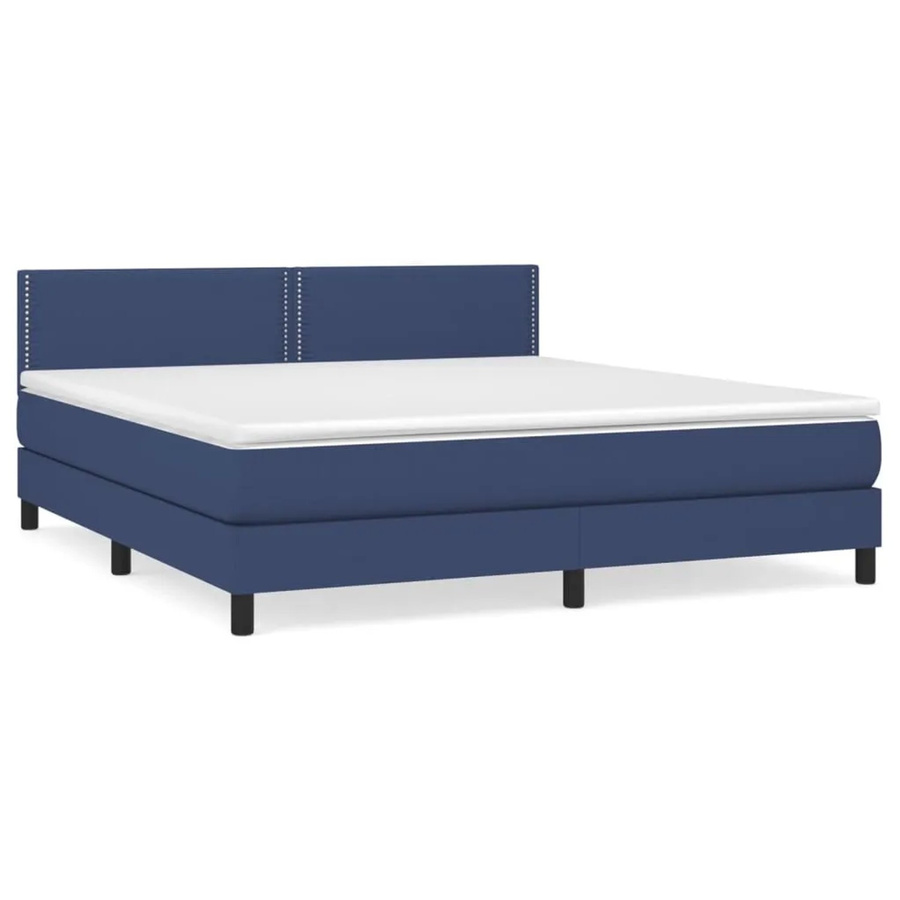 vidaXL Boxspringbett Hybrid mit Matratze Blau Stoff B/T/H: 180 x 200 x 78 cm - Bild 2