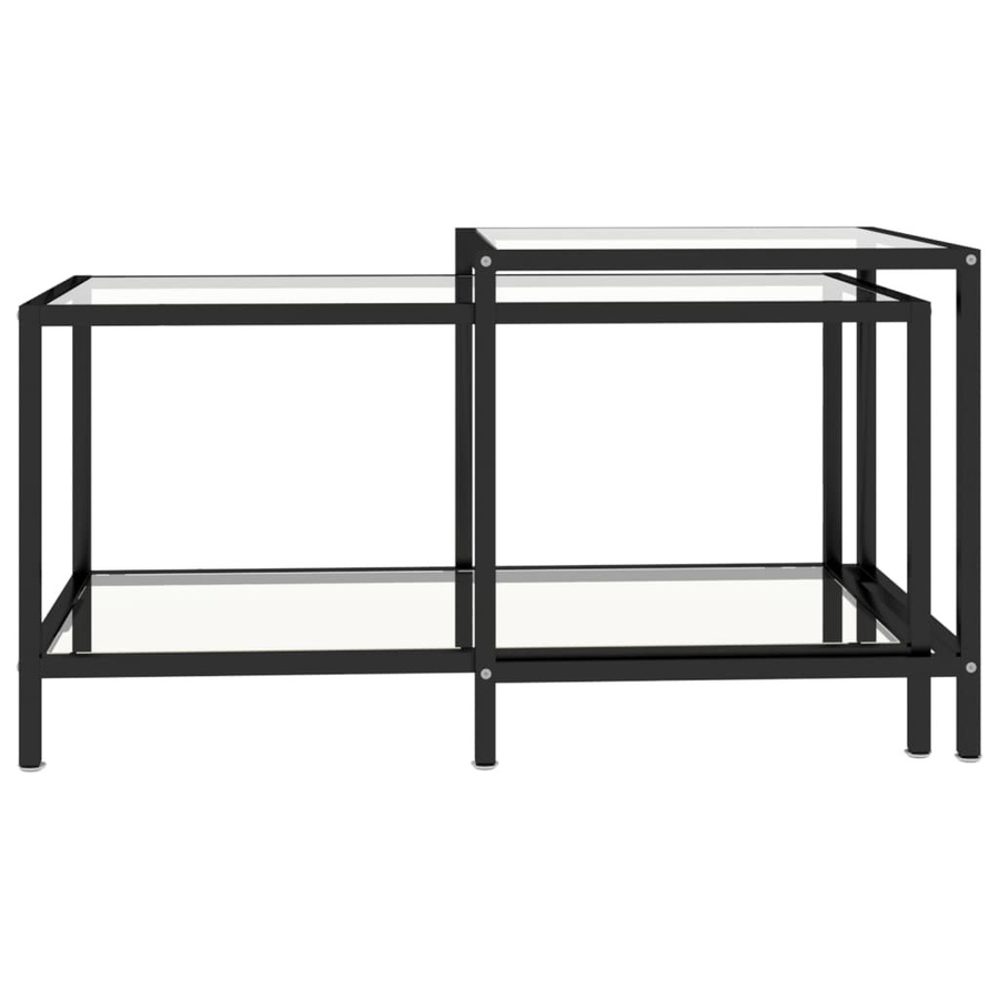 vidaXL Beistelltisch Set aus 2 Stück im Industrie-Stil aus Hartglas und Stahl, Transparent, B/T/H: 45 x 45 x 45 cm - Bild 4