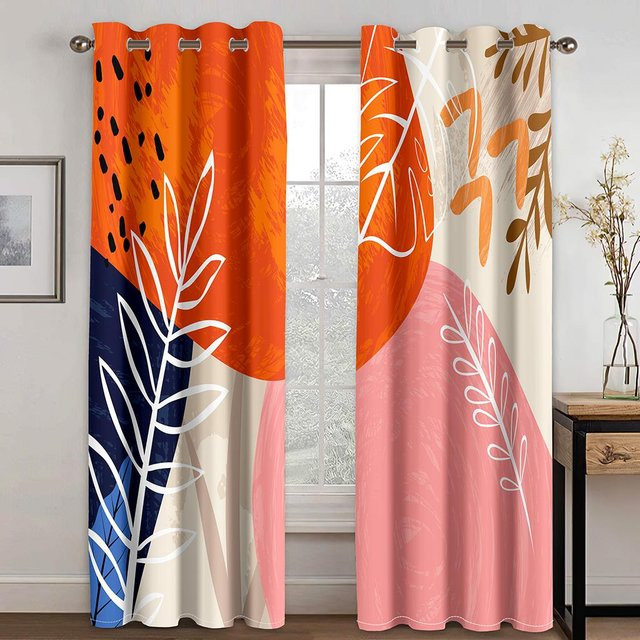 A Family Of Home Textiles Moderner Minimalistischer Vorhang mit 3D Abstrakter Kunst Design, Semi-Transparent, 2er-Set, Mehrfarbig, Breite: 135 cm, Höhe: 185 cm - Bild 1