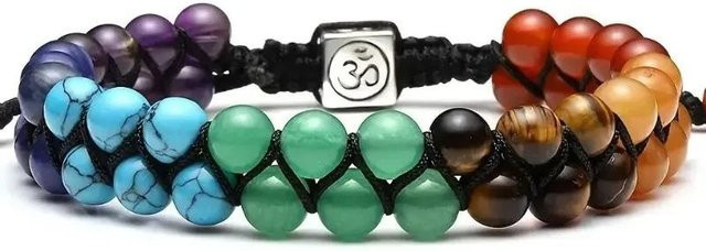 7 Chakra-Armband, Messing, Perle, Kristall, Bunt, Unisex - Bild 1