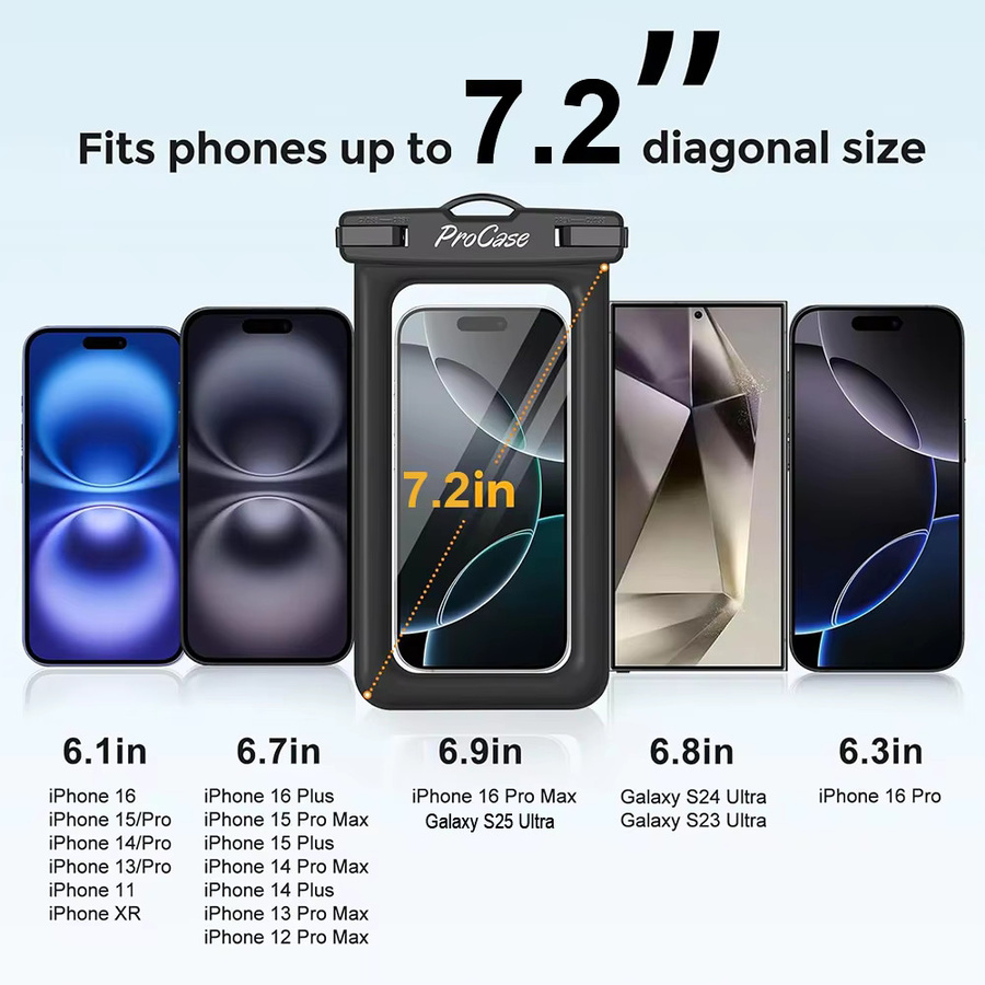 Grippopso 2er-Set Wasserdichte Handyhüllen IPX8 Schwimmfähige Trockentaschen in Schwarz für Smartphones bis 7,2 Zoll - Bild 5