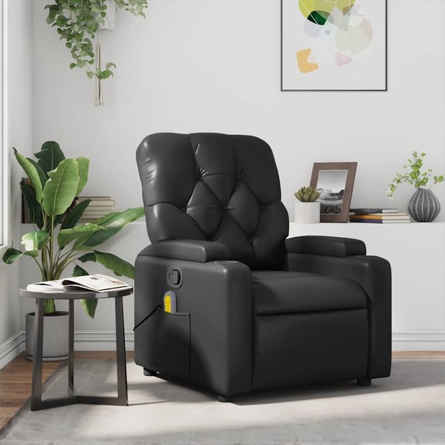 vidaXL Massagesessel Schwarz aus Kunstleder mit Armlehnen und Relaxfunktion - Bild 2