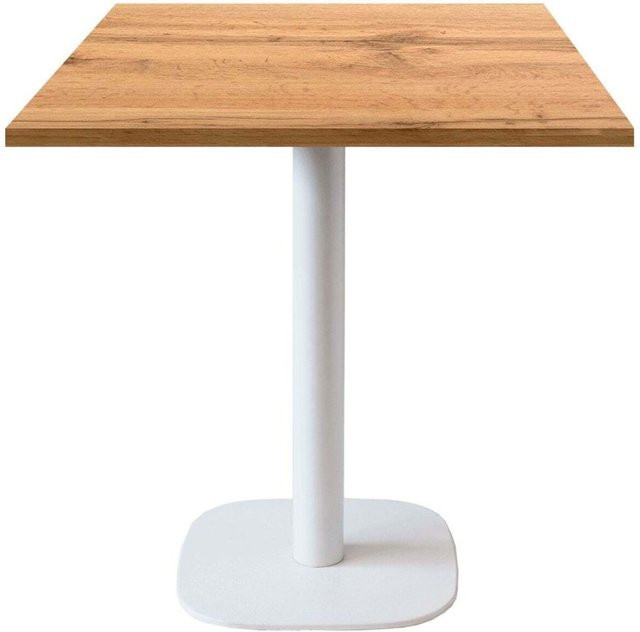 RestooTab Tisch Round quadratisch mit Eiche Platte und weißem Gestell, B/T/H: 70 x 70 x 75 cm - Bild 1