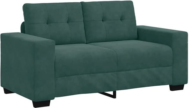 vidaXL Zweisitzer-Sofa aus Samt in Dunkelgrün mit Kissen und Armlehnen, B/T/H: 160 x 82 x 77 cm - Bild 1