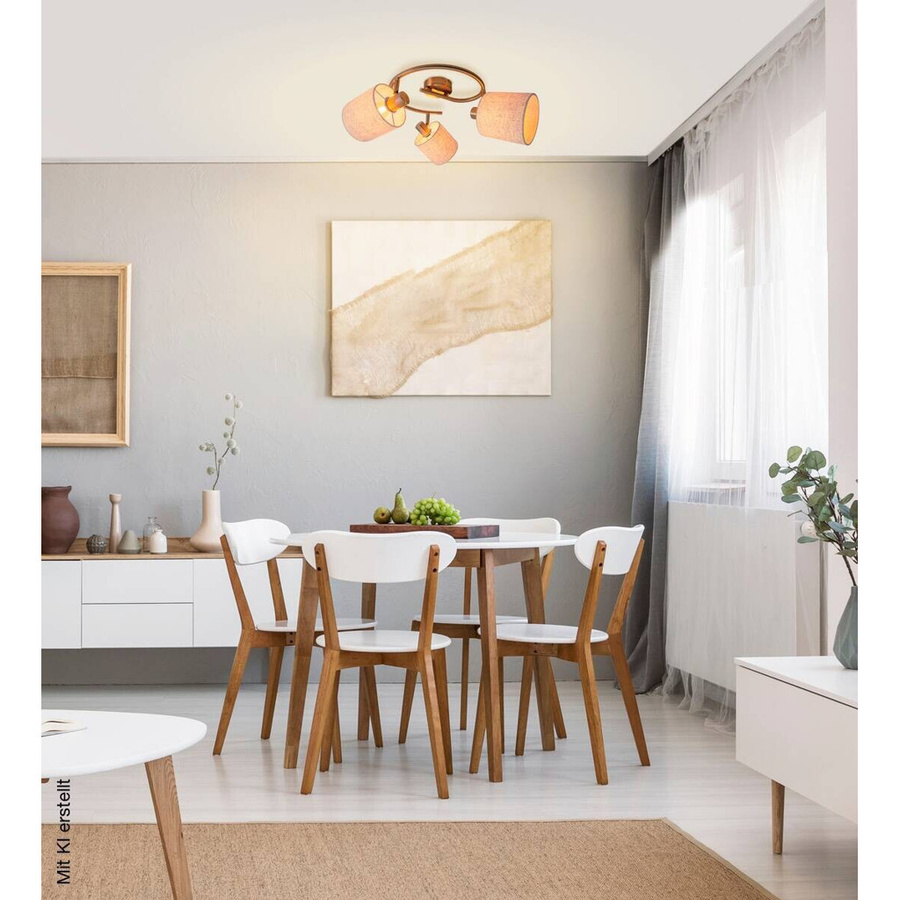 Näve Deckenrondell Maron Spotleuchte beige aus Metall und Textil B/H/T: 52 x 22 x 52 cm - Bild 2
