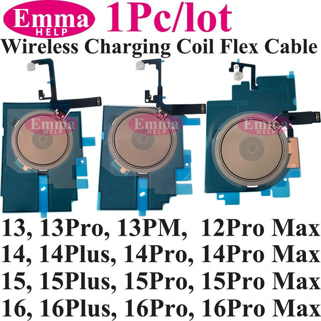 Apple NFC-Ladespule mit Power-Lautstärkeregler Flexkabel für iPhone 14, 14 Plus, 15, 15 Pro Max und 16 – WPC Ladeantenne - Bild 1