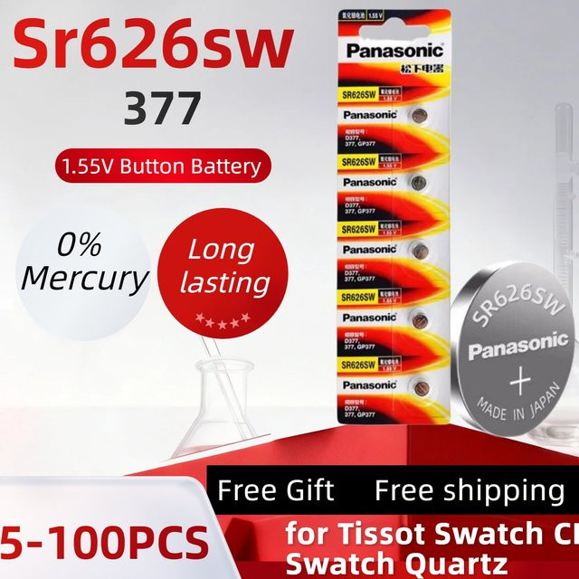 Panasonic Uhrenbatterie 377, 1,55V, Silberoxid - Bild 1