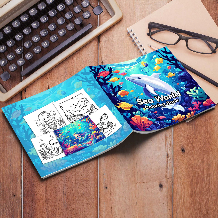 Malbuch Sea World für Erwachsene und Jugendliche mit 24 handgemalten Graffiti-Illustrationen, A4, Mehrfarbig - Bild 2