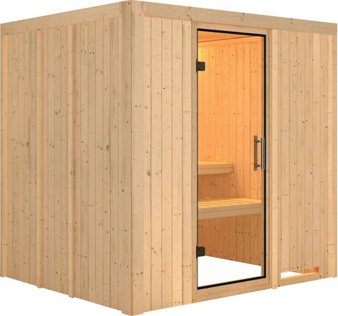 Karibu Sauna Rakvere für 3 Personen aus Fichtenholz in Beige, B/T/H: 198 x 170 x 196 cm - Bild 1