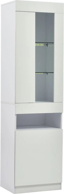 okwish Vitrine mit LED-Beleuchtung und Glastüren in Weiß, B/T/H: 50 x 40 x 180 cm - Bild 1