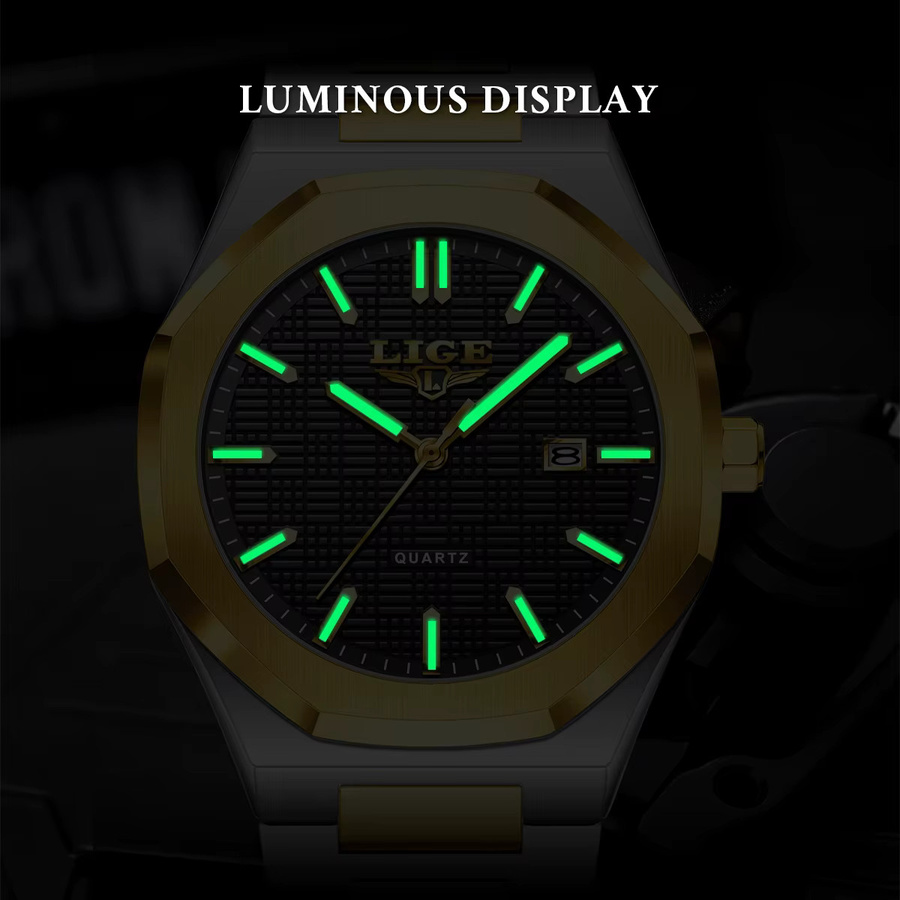 LIGE Armbanduhr Chronograph, Quarz, Edelstahl, Herren - Bild 5