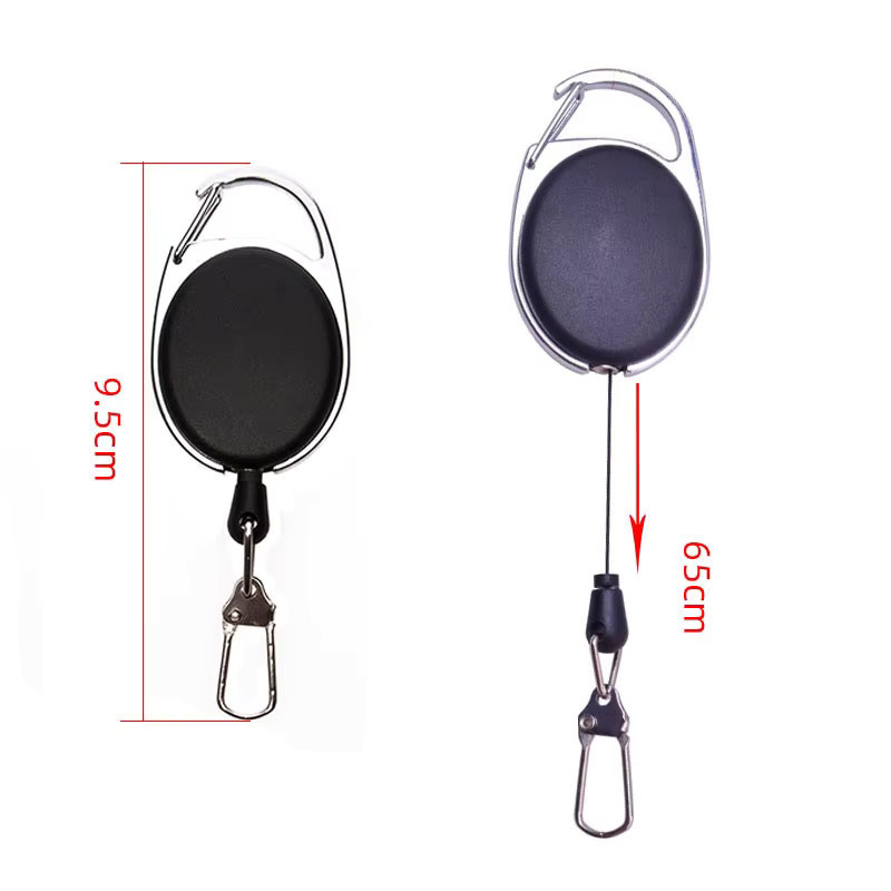 Einziehbarer Schlüsselanhänger und ID-Karabiner mit Rollmechanismus für Ausweishalter, Schwarz, Kunststoff, 2-4 Stück - Bild 3