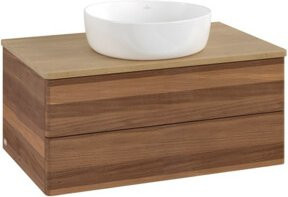 V&B Waschtischunterschrank Antao mit Beleuchtung ohne Frontstruktur, Farbe Walnut, B/T/H: 80 x 36 x 50 cm - Bild 1