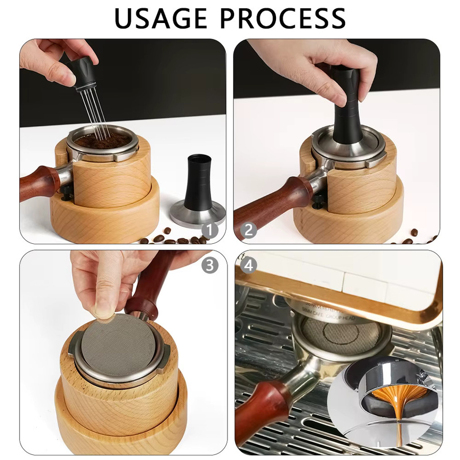 Dalinwell Espresso Tamping Station und Siebträger Halter aus Holz in Multicolour - Bild 5