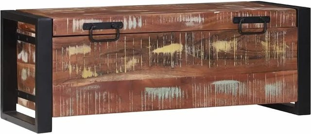 vidaXL Aufbewahrungstruhe aus Massivholz im Altholz-Design, Braun, B/T/H: 80 x 30 x 30 cm - Bild 1