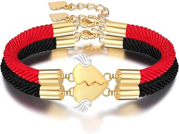 Armbänder Set, Magnet Anhänger Herzschmerz, Kupfer, Gold, Unisex - Bild 1