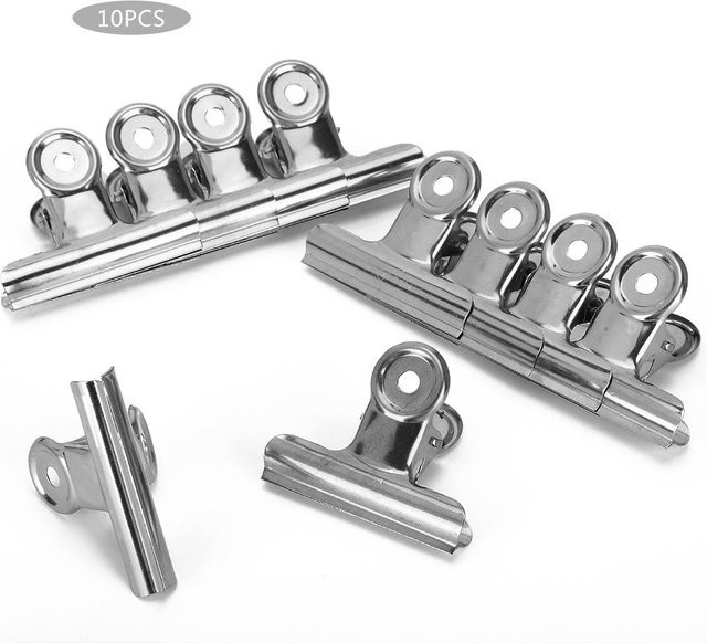 Igeteck Bildclips aus Edelstahl in Silber, 10 Stück Foldback-Clips für Dokumente und Schreibwaren - Bild 1