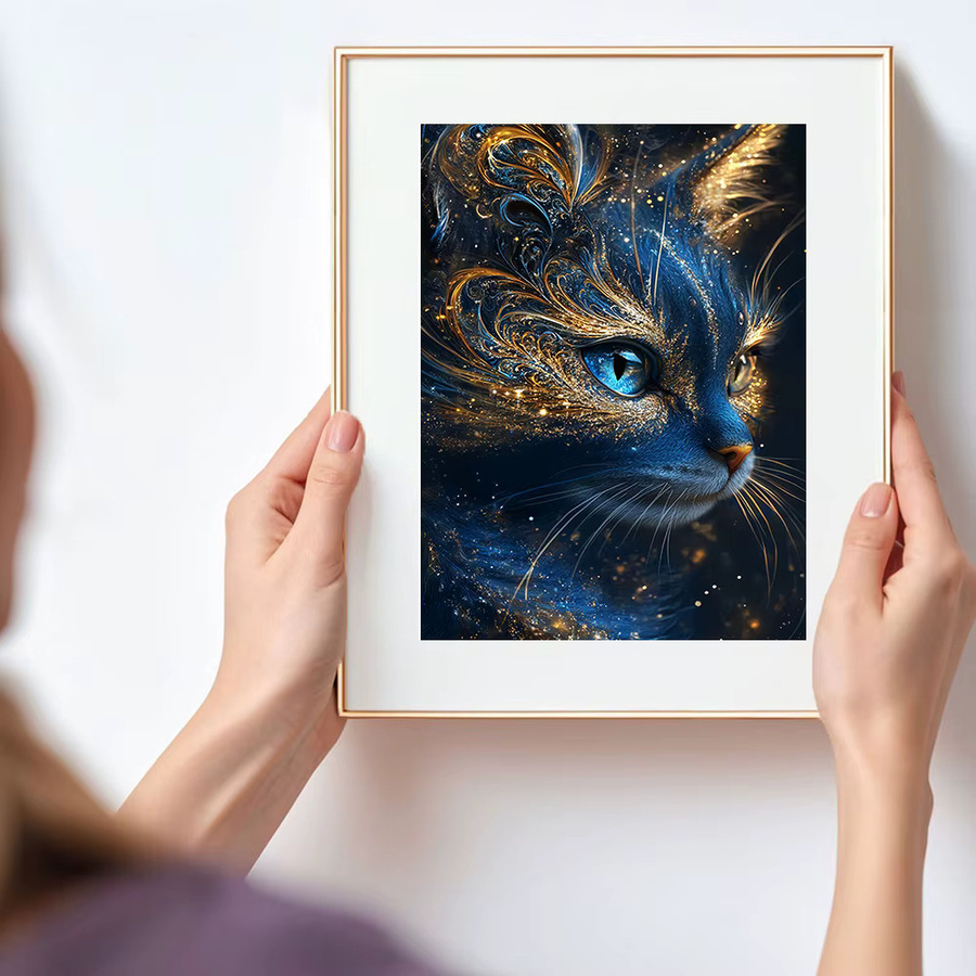 Huacan Diamantgemälde Katze als Diamant-Stickerei-Komplettset mit runden Steinen, dekoratives Tier-Gemälde für die Wandgestaltung, Breite: 20,0 cm, Höhe: 30,0 cm - Bild 3
