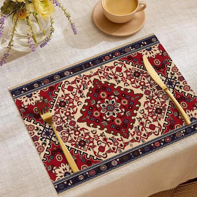 Lodestar Tischsets mit ethnischen Mustern und floralen Designs, 4er-Set, Mehrfarbig, B: 32 cm, T: 42 cm - Bild 1