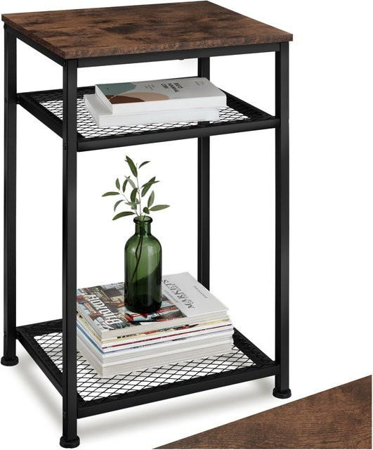 tectake Beistelltisch York Industrial Style in Dunkelbraun mit 2 Gitterablagen, B/T/H: 45,5 x 36,0 x 75,5 cm - Bild 1