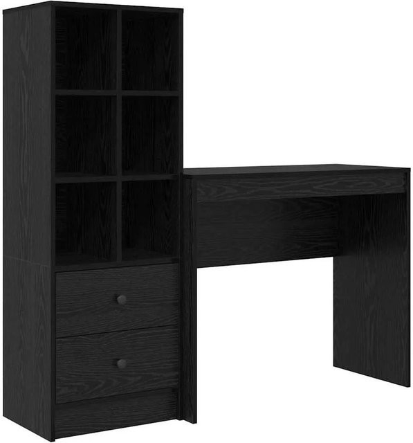 vidaXL Schreibtisch und Hochboard Set in Schwarz und Eiche-Optik - Bild 1