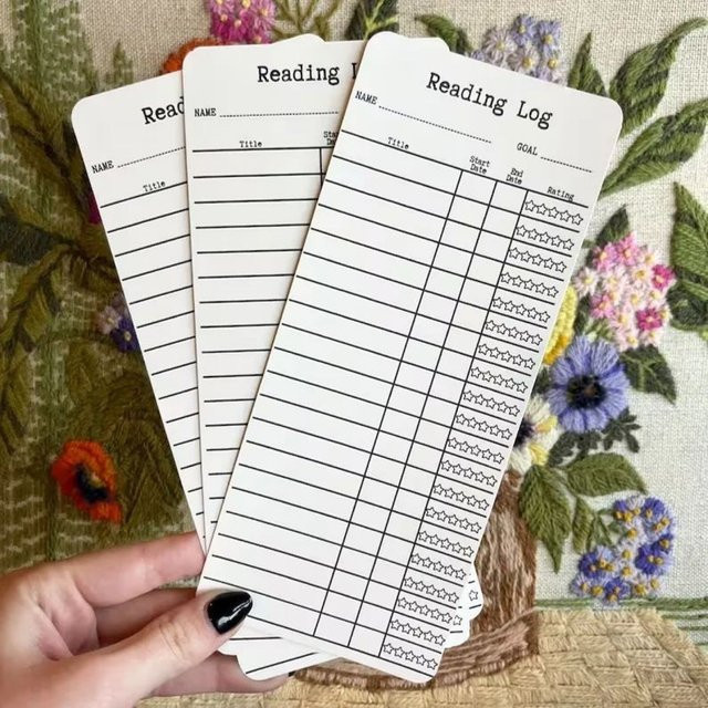 12 Stück Leselog-Lesezeichen als Buch-Tracker und Leselisten aus Papier in Weiß - Bild 1
