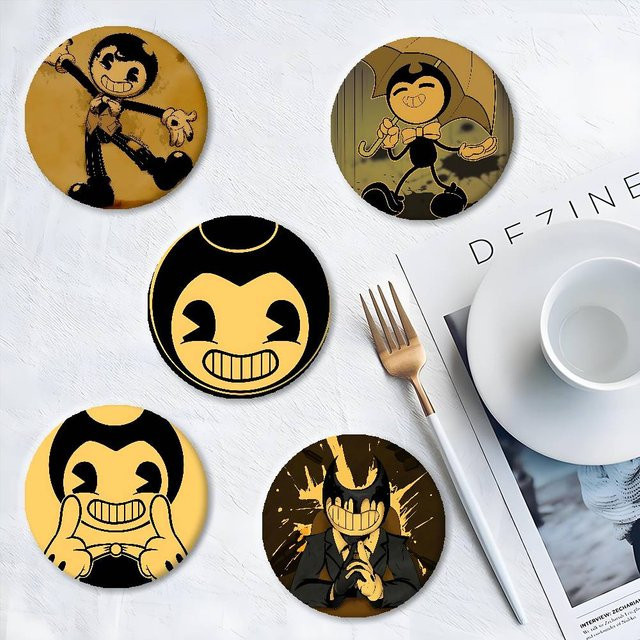 52TOYS Bendy And The Ink Machines Spielabzeichen, runde Brosche, Metall, Zubehör - Bild 1