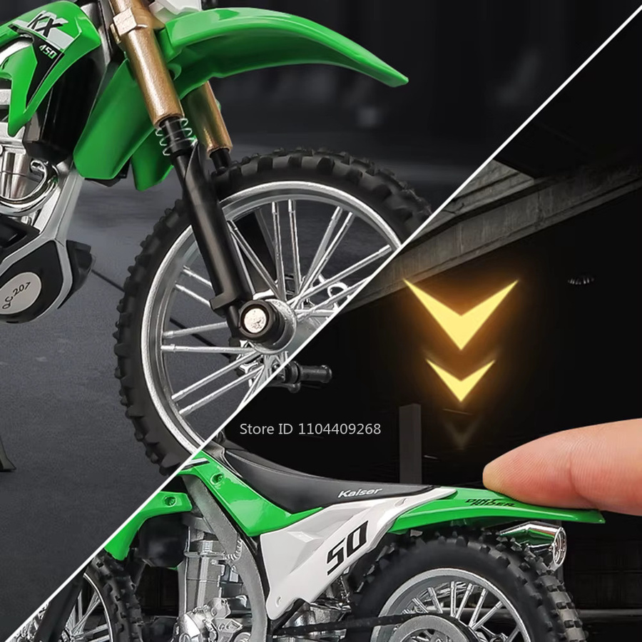 MAKEDA KX450 Motorradmodell, Maßstab 1:12, Metall, Grün - Bild 4