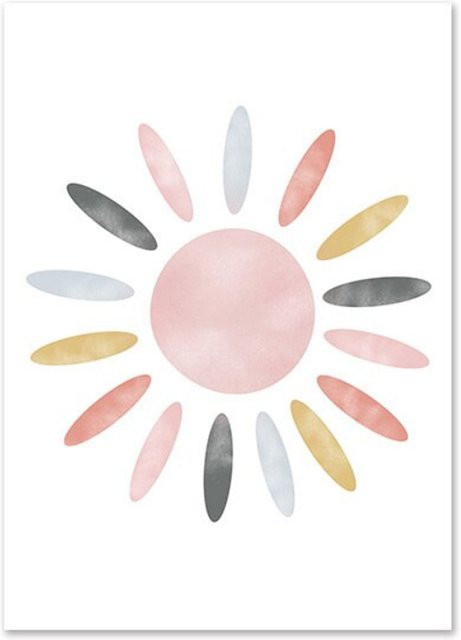 TPFLiving Poster Leinwand für das Kinderzimmer mit Sonne, Wolken, Herzen und Regenbogen, Mehrfarbig, Breite: 30 cm, Höhe: 40 cm - Bild 1