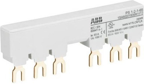 ABB 1SAM201906R1112 PS1-2-1-65 3-Phasen-Sammelschiene für 2 MS116 / MS132, 65A, 10mm², Farbe: Weiß - Bild 1