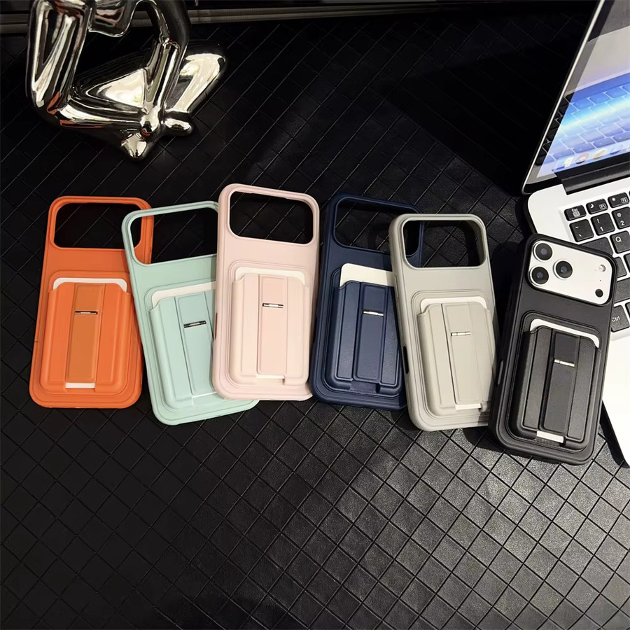Luxus Leder-Geldbörse mit Kartenhalter und Handyhülle für iPhone 13 bis iPhone 17 Pro Max Plus in Blau oder Orange - Bild 5