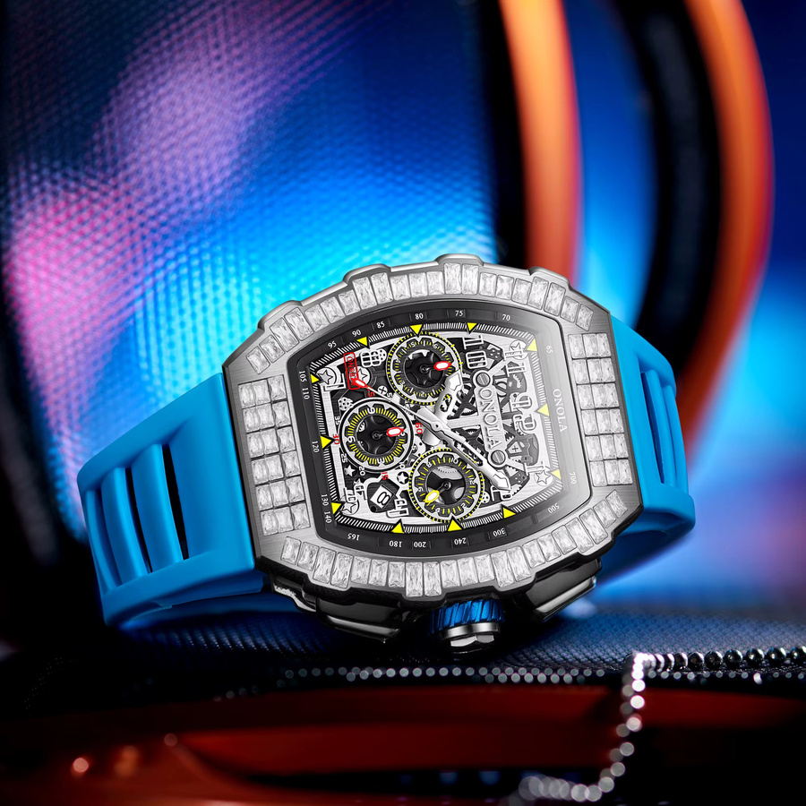 ONOLA Armbanduhr Automatik, Edelstahl, Diamant, Silber, Herren - Bild 3