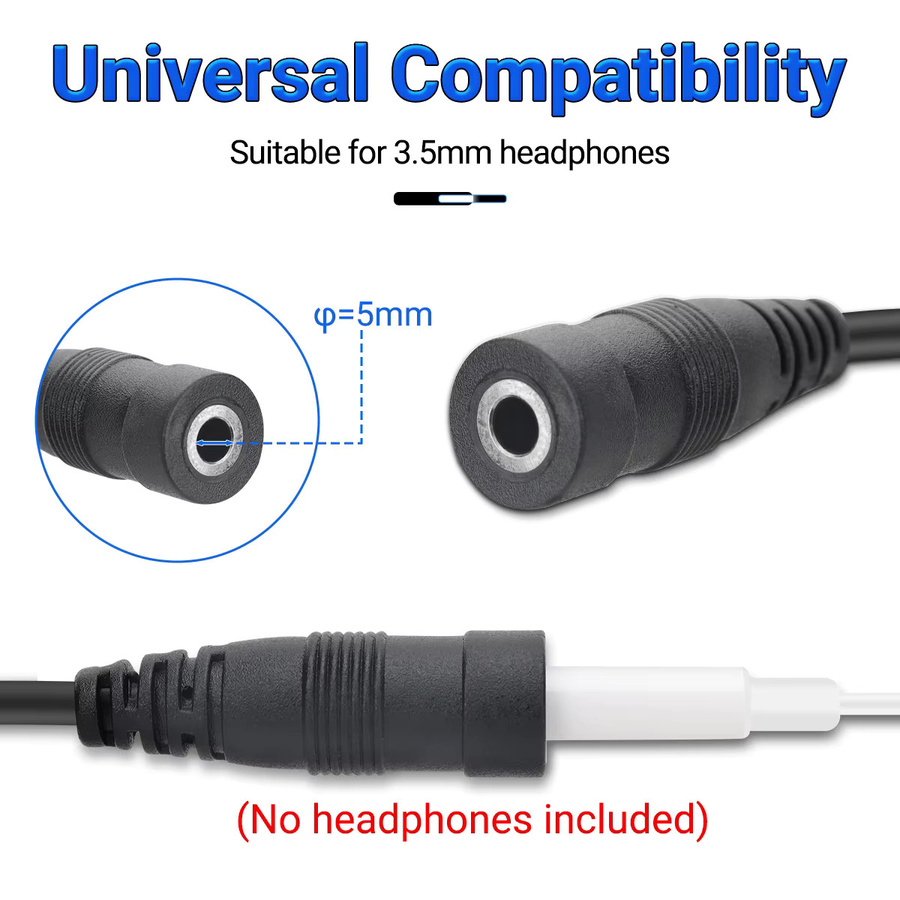 Baofeng 2-poliger Walkie-Talkie-Adapter auf 3,5 mm Klinke, Ohrhörer-Adapterkabel in Schwarz für UV-5R und BF-888S Funkgeräte - Bild 2