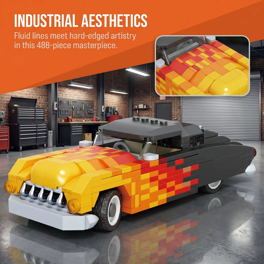 AMAZINGBLOKS Retro-Muscle-Car-Modell, Baukasten, 488 Teile, ab 14 Jahre - Bild 3