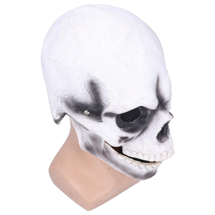 OutsideWorld Halloween Totenkopfmaske, Vollkopf, Leuchtende Augen, mit Beweglichem Kinn, dunkelgrau - Bild 2