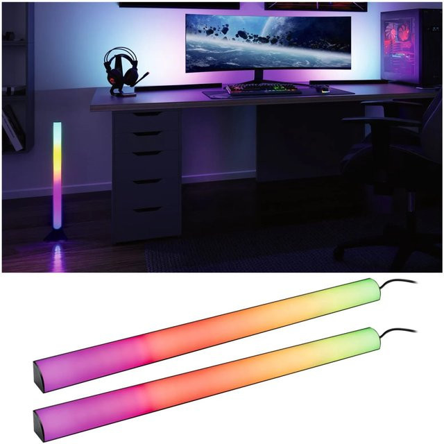 Paulmann LED-Stehlampe EntertainLED Lichtsäule Set aus 2 Stück in Schwarz mit RGB-Multicolour-Effekt und Fernbedienung, Höhe: 60 cm - Bild 1