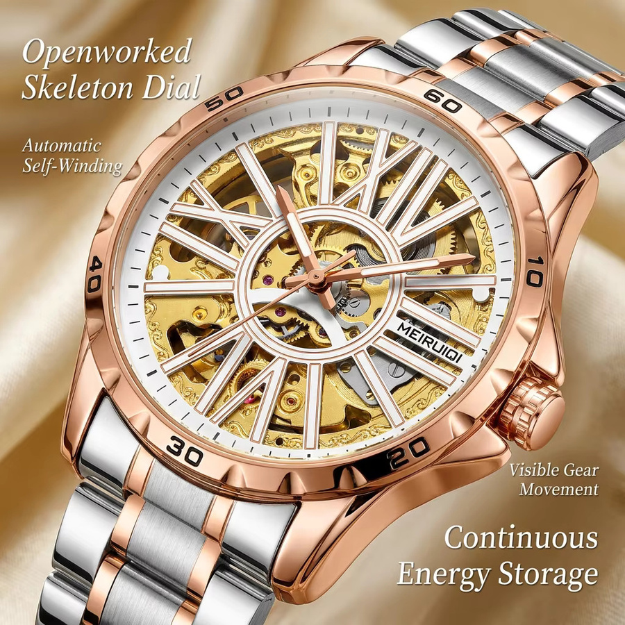 MEIRUIQI Armbanduhr, mechanisch, Gold, Legierung, Herren - Bild 2