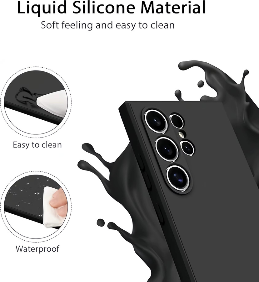 Stoßfeste Schutzhülle aus Flüssigsilikon für Samsung Galaxy S25 Ultra in Schwarz - Bild 3