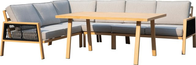 Greemotion Garten-Lounge-Set Monaco 4-teilig aus Aluminium in Beige und Grey mit modernem Design und PE-Geflecht - Bild 1