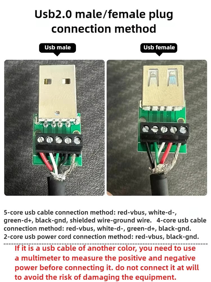 USB 2.0 DIY Reparatur-Kabel Set mit Metallgehäuse, Männlich und Weiblich, Silber - Bild 2