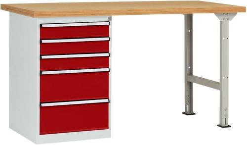 Manuflex Werkbanksystem WC5116.3003 in Rubin-Rot aus Stahl und Gummi, B/T/H: 300 x 80 x 70 cm - Bild 1