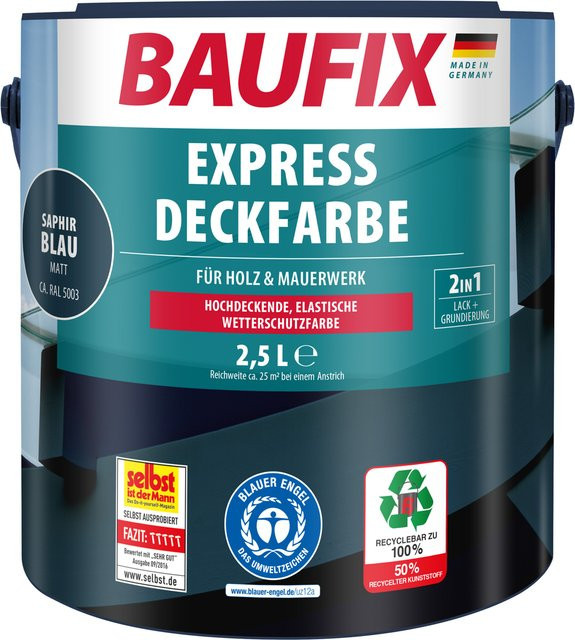 Baufix Express Deckfarbe für Holz in Blau, matt, 2,5 l - Bild 1