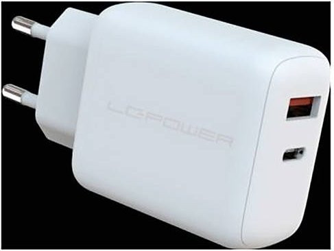 LC Power LC-GAN-45 USB Ladegerät 45W mit 1x USB-C und 1x USB-A, USB Power Delivery 3.0, Weiß - Bild 1