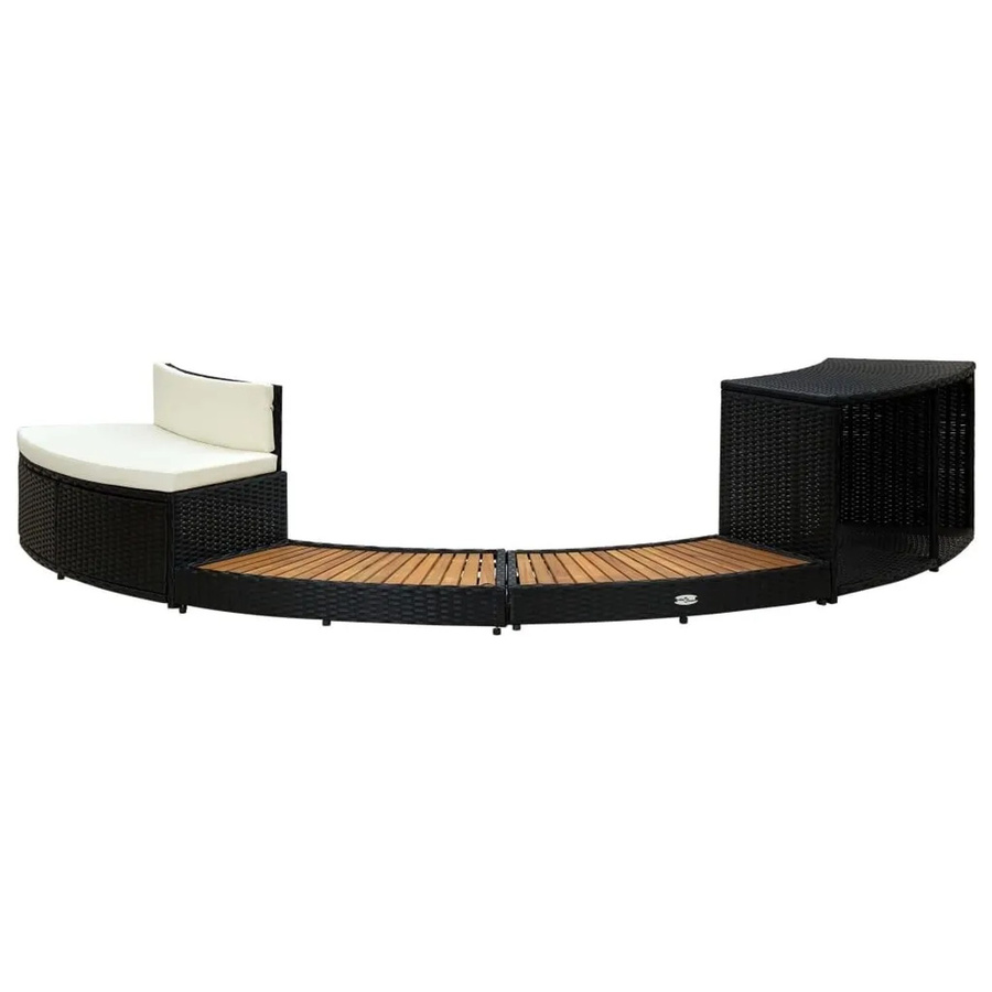 vidaXL Whirlpool-Einfassung in Schwarz aus Poly Rattan und geöltem Akazien-Massivholz mit modernem Flechtdesign - Bild 2
