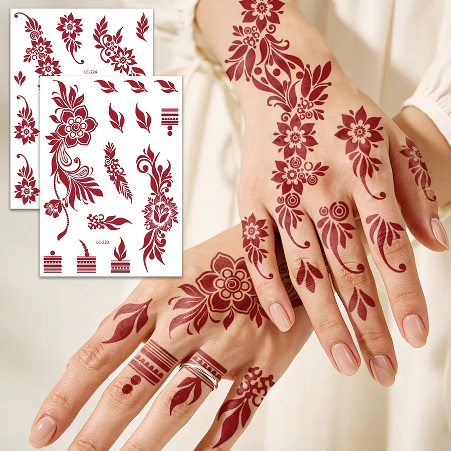 ROCOOART Temporäre Tattoos, 3 Bögen, Blumen-Spitzen-Mehndi-Designs, Damen - Bild 2