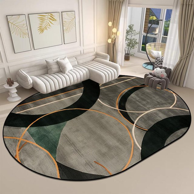 Ovaler Teppich Karpetti in Multicolour, modern gestreift, waschbar und rutschfest, B: 200 cm x T: 230 cm - Bild 1
