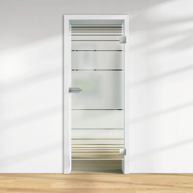 Skyscope Glasdrehtür ESG Floatglas mit Dekor Siebdruck, transparent, Rechtsanschlag, H x B x T: 197,2 x 70,9 x 0,8 cm - Bild 1