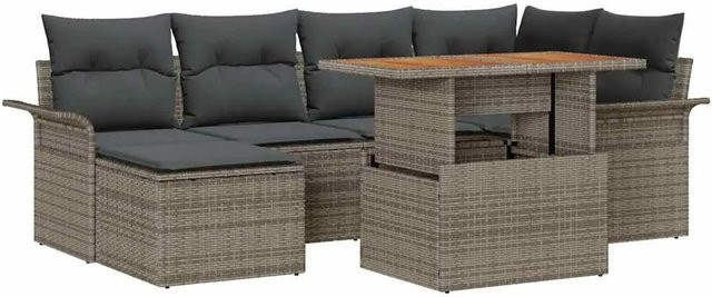 vidaXL 7-tlg. Garten-Sofa-Set aus Poly Rattan in Grau mit Stauraum und Tisch - Bild 1