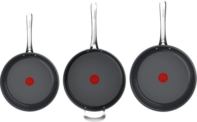 Tefal Cook Prima by Jamie Oliver Bratpfannenset mit Keramikbeschichtung in Schwarz, bestehend aus zwei Bratpfannen und einer Schmorpfanne, Durchmesser: 24 cm, 28 cm und 26 cm - Bild 1