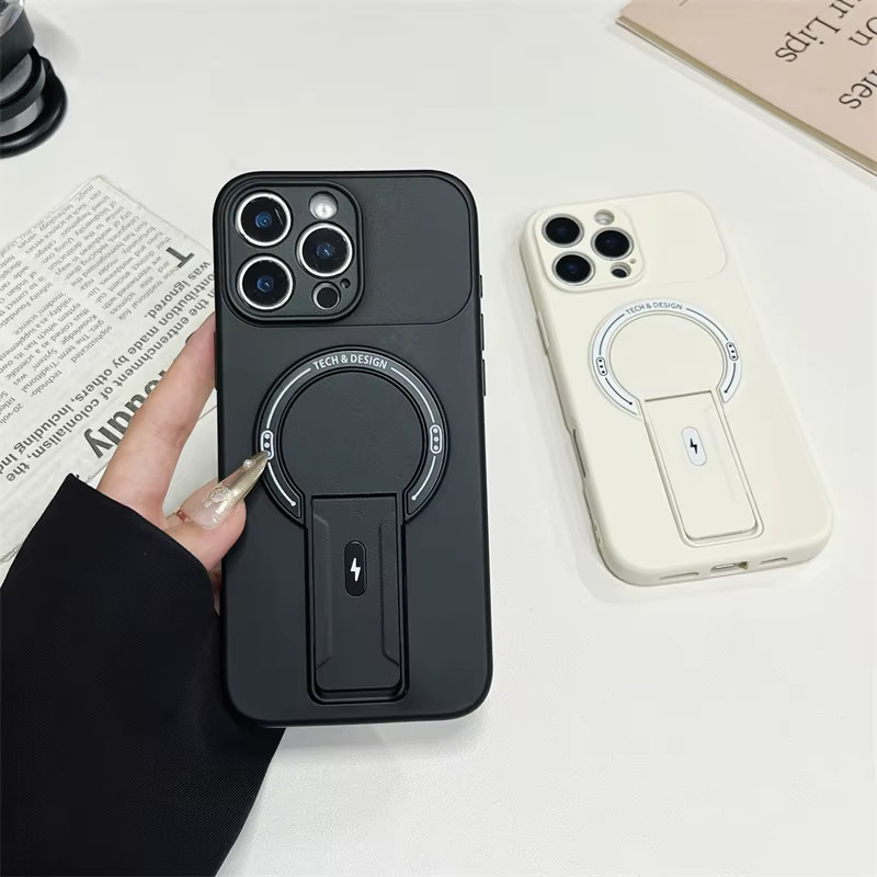 Magnetische MagSafe Schutzhülle für iPhone 12 bis 17 Pro Max, Stoßfeste TPU Handycase mit integriertem Standfuß und kabellosem Laden, Farbe: Weiß - Bild 3
